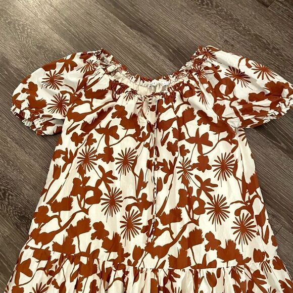 Lulus Lush White and Brown Floral Print Babydoll Dress - Picture 6 of 9